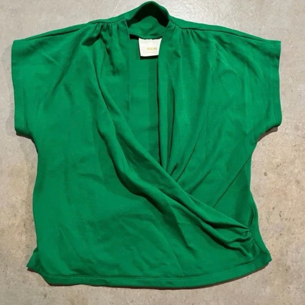 Maeve Emerald Kelly Green Draped V-Neck Tunic - Womens size Small